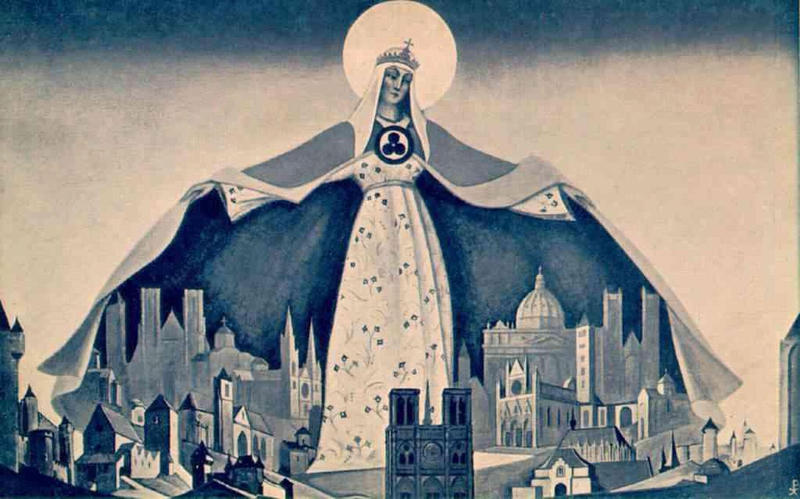 Н.К. Рерих. Sancta Protectrix (Святая Покровительница, Мадонна Защитница). 1933 г.