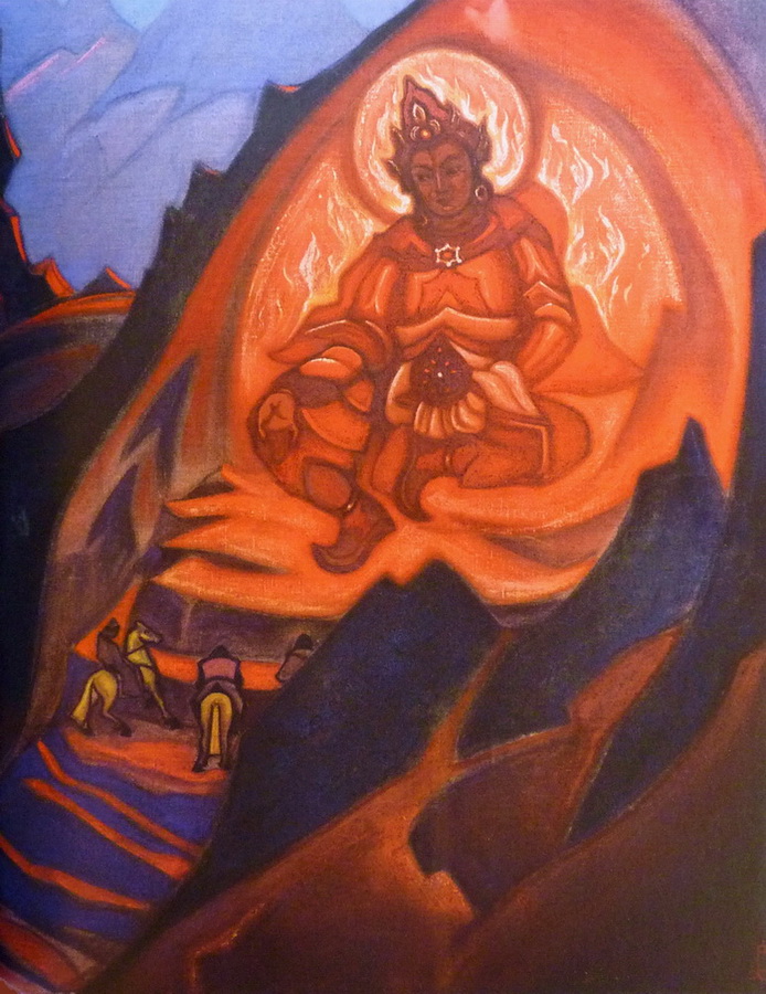 Command of Rigden Djapo (Himalayan Deity) by Nicholas Roerich. Fragment.