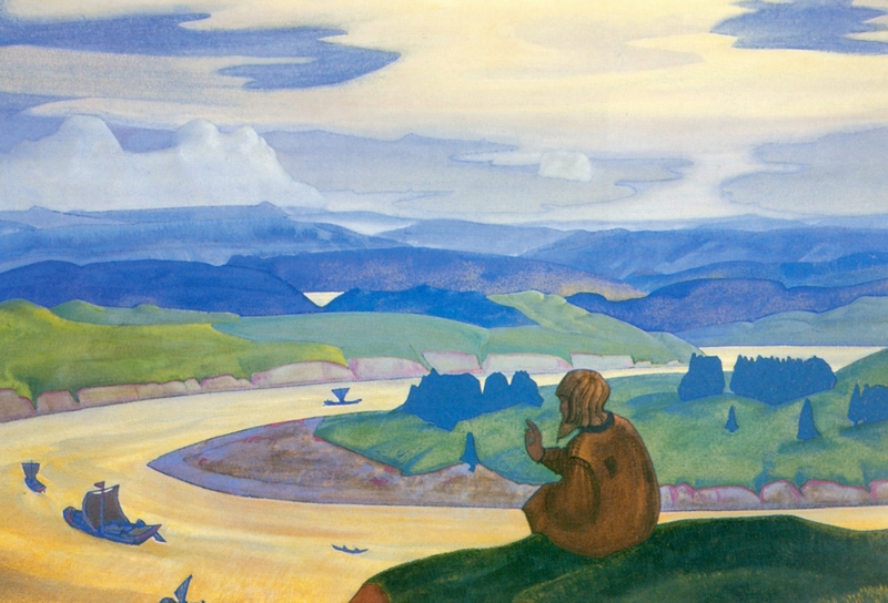 Procopius, the Blessed, Prays for the Unknown Travelers<br>by Nicholas Roerich. 1914