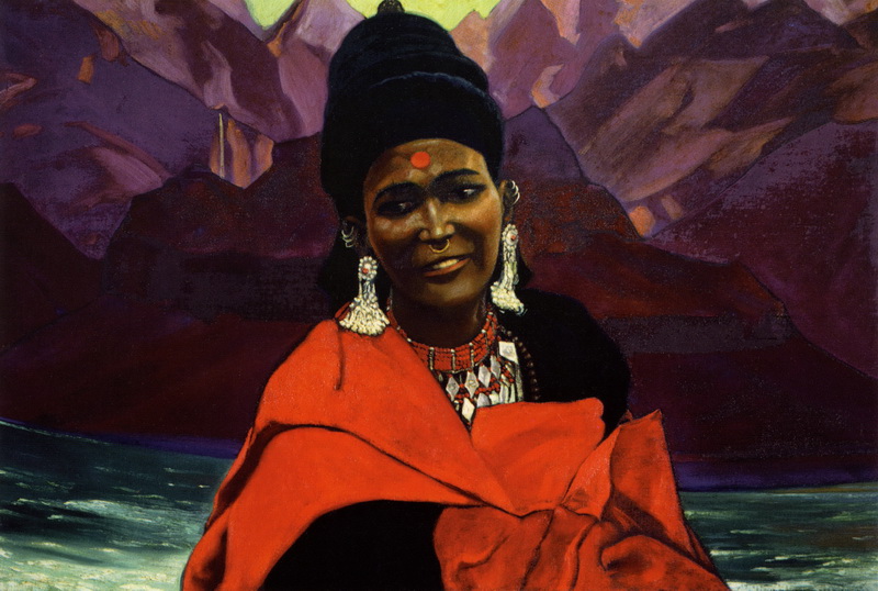 Saraj Woman (Maid in a Red Mantle) by Svetoslav Roerich. 1936